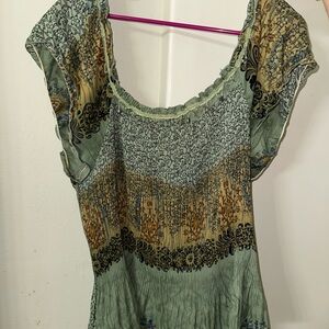 Elegant Green and Brown Women's Top